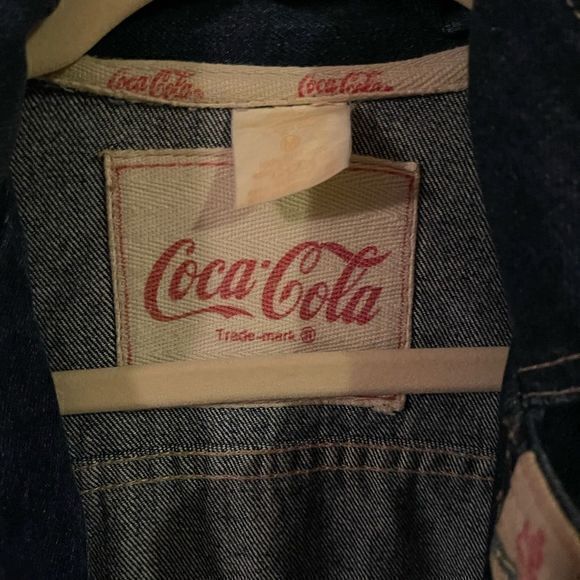 Vintage Coca Cola Denim Jeans Jacket Dark Wash Long Sleeve Collared Size Medium - Picture 4 of 6